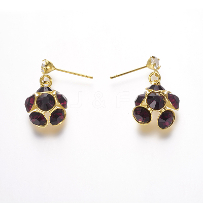 Brass Cubic Zirconia Stud Earrings EJEW-P106-07-1