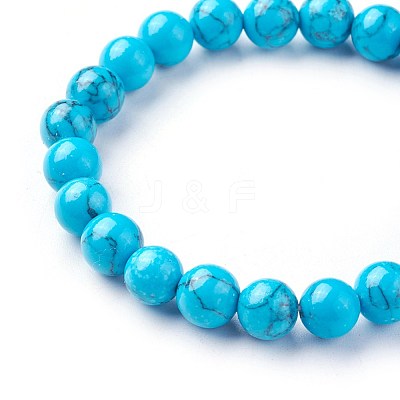Synthetic Turquoise Beads Stretch Bracelets BJEW-F380-01-B03-1