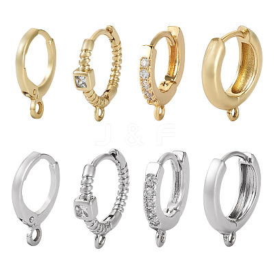 8 Pairs 8 Style Brass Hoop Earrings EJEW-PJ0001-05-1