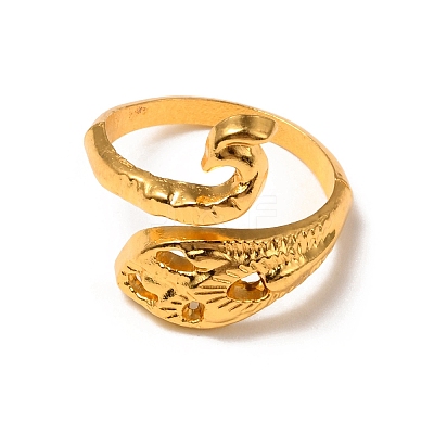 Alloy Peacock Open Cuff Ring RJEW-WH0001-20G-1