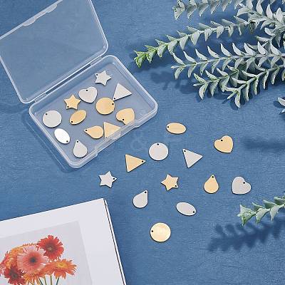 24Pcs 12 Style 304 Stainless Steel Pendants STAS-UN0024-37-1