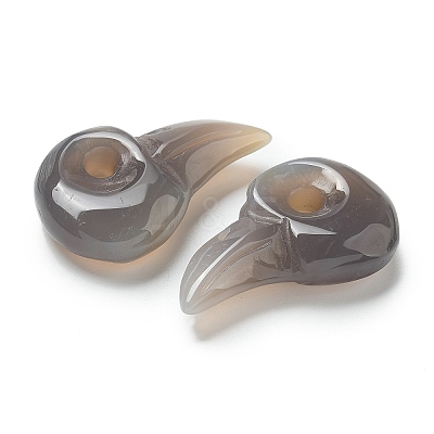 Natural Grey Agate Carved Pendants G-H089-01A-1