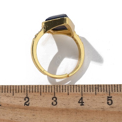 Rhombus Natural Lapis Lazuli Finger Rings RJEW-B113-01G-02-1