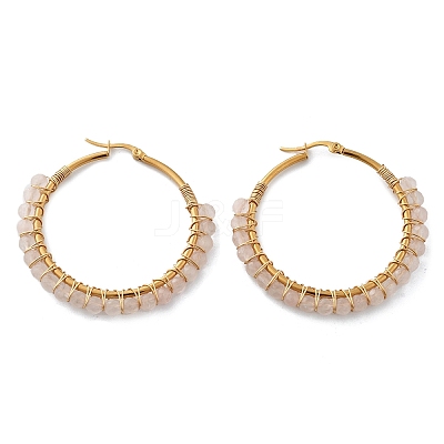 Beaded Hoop Earrings X-EJEW-JE03830-03-1