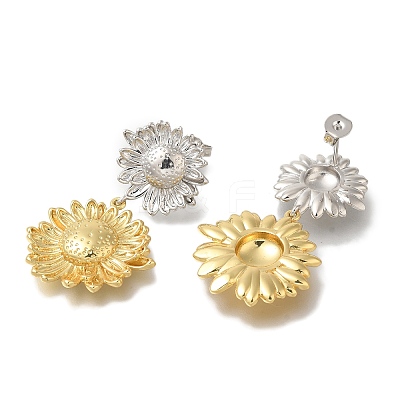 Rack Plating Flower Brass Stud Earrings EJEW-H016-16PG-1