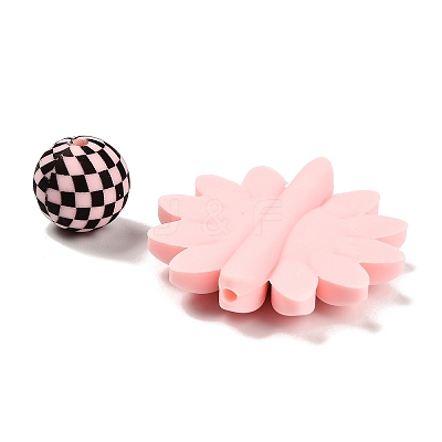 23Pcs Sunflower & Round Silicone Focal Beads SIL-L005-01A-1