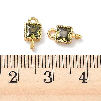 Brass Pave Cubic Zirconia Square Connector Charms KK-P348-12G-02-1