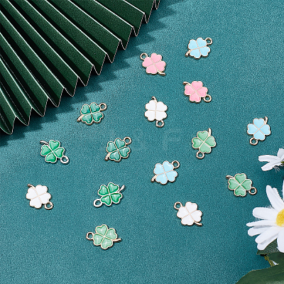 64Pcs 8 Style Alloy Enamel Pendants ENAM-SC0003-01-1