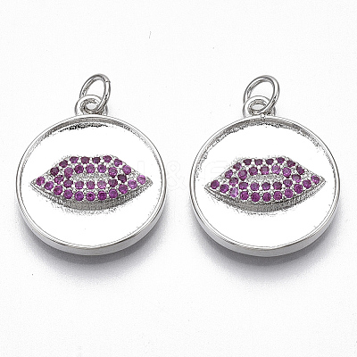 Brass Micro Pave Cubic Zirconia Pendants KK-S356-019P-NF-1