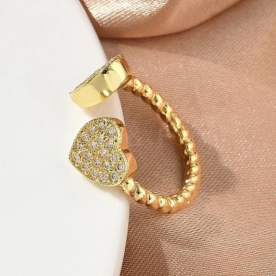 Brass Micro Pave Cubic Zirconia Cuff Open Rings RJEW-C163-03B-G-1
