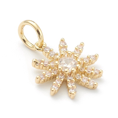 Brass Clear Cubic Zirconia Charms ZIRC-B010-15G-1