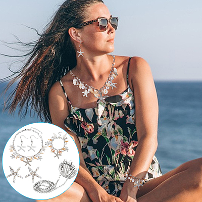 Alloy Crossbody Bags & Alligator Hair Clips & Bib Necklaces & Earrings & Charm Bracelets Sets SJEW-UN0001-13-1