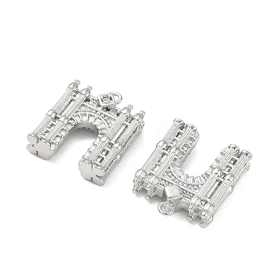 Brass Micro Pave Clear Cubic Zirconia Pendants KK-K351-71P-1