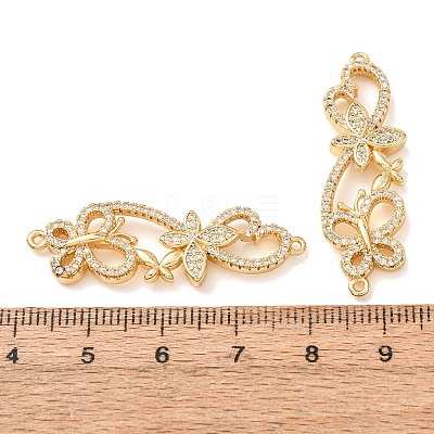 Brass Micro Pave Clear Cubic Zirconia Connector Charms CU-CBA4579-01G-A-1