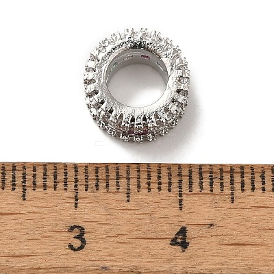Brass Micro Pave Colorful Cubic Zirconia European Beads KK-C072-15P-1