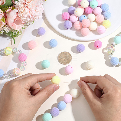 40Pcs Flocking Opaque Acrylic Beads OACR-PA0001-95-1