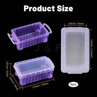 6Pcs 6 Colors Transparent Plastic Stackable Mini Organizer Bead Containers with Locking Lid CON-BC0007-66-1