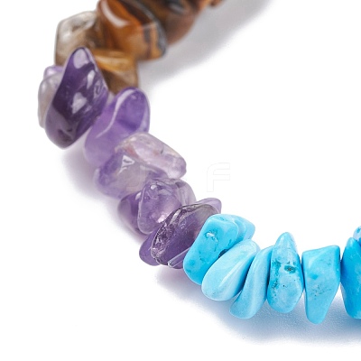 Natural & Synthetic Mixed Stone Chips Beads Stretch Bracelet BJEW-AL00003-20-1