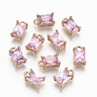 Brass Glass Rhinestone Pendants X-GLAA-S179-21G-RS-1