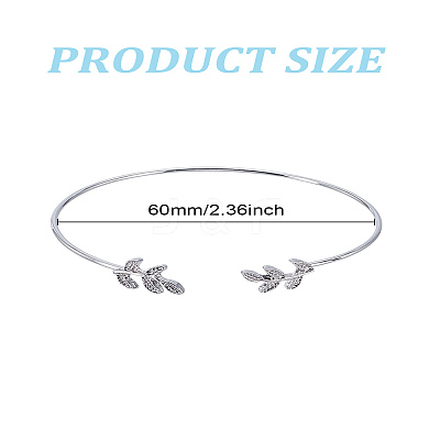 Leaf Alloy Cuff Bangles for Women BJEW-LP0004-29-1