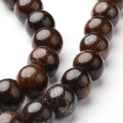 Round Natural Bronzite Bead Strands G-J346-09-8mm-1