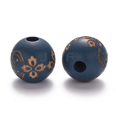 Painted Natural Wood Beads X-WOOD-N006-03B-07-1