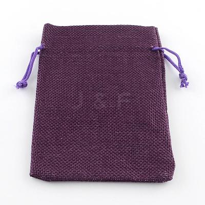 Polyester Imitation Burlap Packing Pouches Drawstring Bags ABAG-R005-9x7-10-1