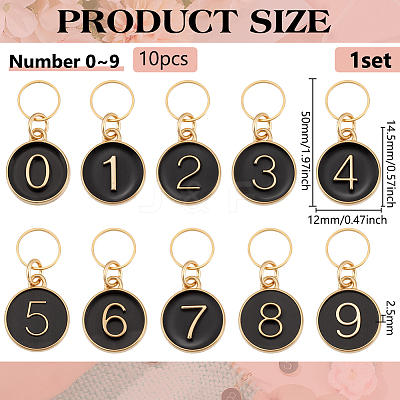 10Pcs Alloy Enamel Pendant Locking Stitch Markers HJEW-BC00081-1