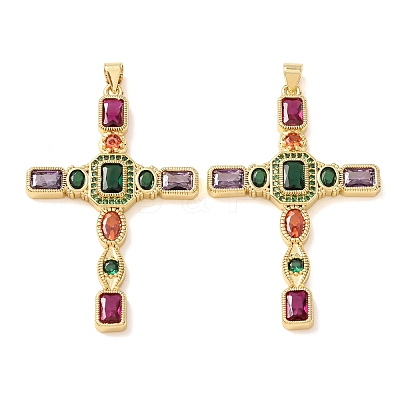 Brass Pave Colorful Cubic Zirconia Pendants CU-CBA2907-01A-G-1