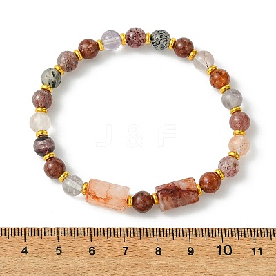 Natural Ferruginous Quartz & Super Seven Quartz Beaded Bracelets BJEW-JB13927-1