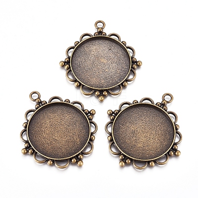 Tibetan Style Zinc Alloy Pendant Cabochon Settings X-TIBEP-M003-16AB-NR-1