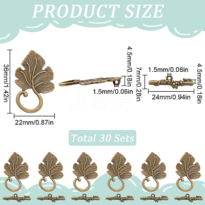 30Pcs Alloy Toggle Clasps FIND-SP0001-56AB-1