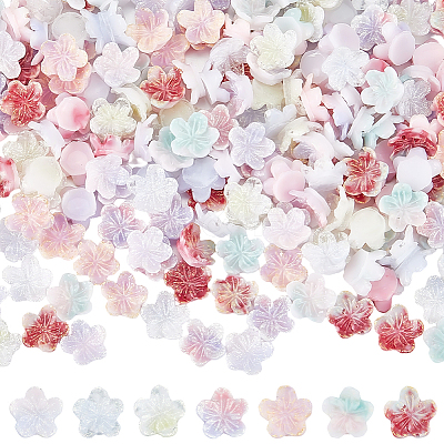 210Pcs 7 Colors Luminous Opaque Resin Cabochons FIND-SC0022-13-1