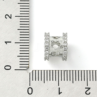 Rack Plating Brass Micro Pave Clear Cubic Zirconia European Beads KK-G501-07P-1