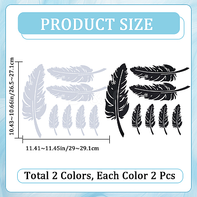 4 Sheets 2 Colors Plastic Feather Waterproof Car Stickers DIY-GF0008-98-1