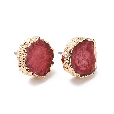 Natural Dyed Quartz Stud Earrings EJEW-P166-B-1