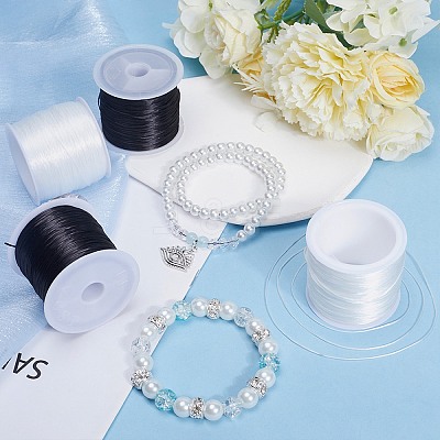 2 Rolls 2 Colors Flat Elastic Crystal String EW-SC0001-04-1