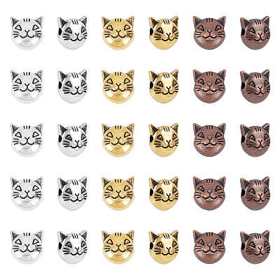 Tibetan Style Alloy Kitten Beads TIBEB-PH0004-75-RS-WH-1