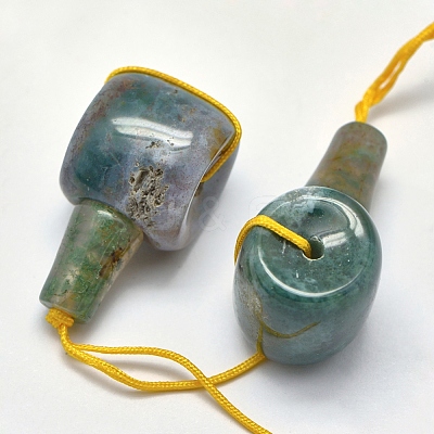 Natural Moss Agate 3 Hole Guru Beads X-G-K208-02-A-26-1