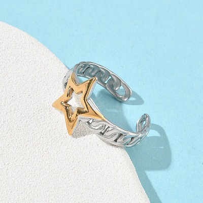 304 Stainless Steel Cuff Open Rings RJEW-Z121-02GP-06-1