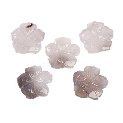 Natural Grey Agate Carved Pendants G-B097-01A-05-1