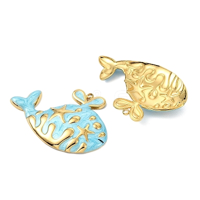 Ocean 304 Stainless Steel Enamel Pendants STAS-T076-08F-03G-1