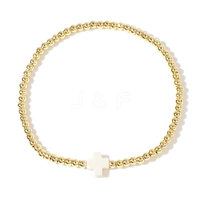 Brass Round Beads Stretch Bracelets VH4184-16-1