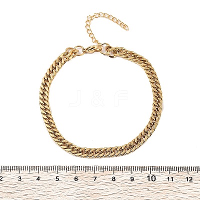 304 Stainless Steel Cuban Link Bracelets for Men Women BJEW-Q038-05G-1