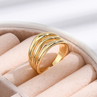 Rack Plating Brass Cuff Cubic Finger Rings for Women RJEW-M028-24G-1