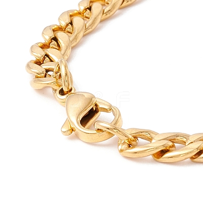 Ion Plating(IP) 304 Stainless Steel Curb Chain with Bar Link Bracelet for Men Women BJEW-F428-01B-G-1