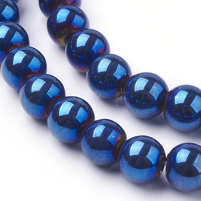 Non-Magnetic Synthetic Hematite Beads Strands G-C019-8mm-1