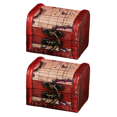2Pcs Retro Wooden Jewelry Storage Boxes with Latch Clasps OBOX-DJ0001-03B-1