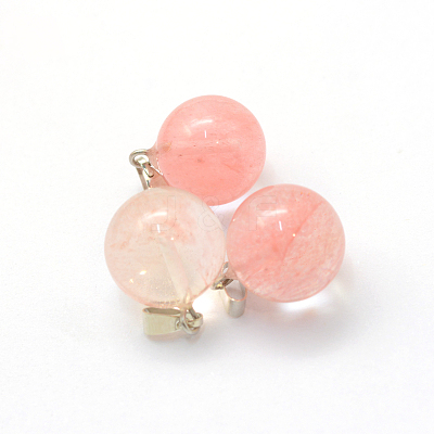 Round Dyed Cherry Quartz Glass Pendants G-Q434-06-1