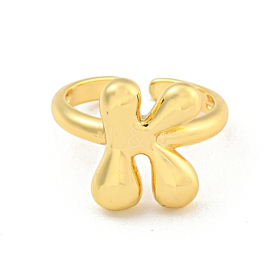 Brass Letter Open Cuff Rings for Women RJEW-G313-01K-G-1